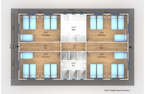 Unità di alloggio modulare 148 m²